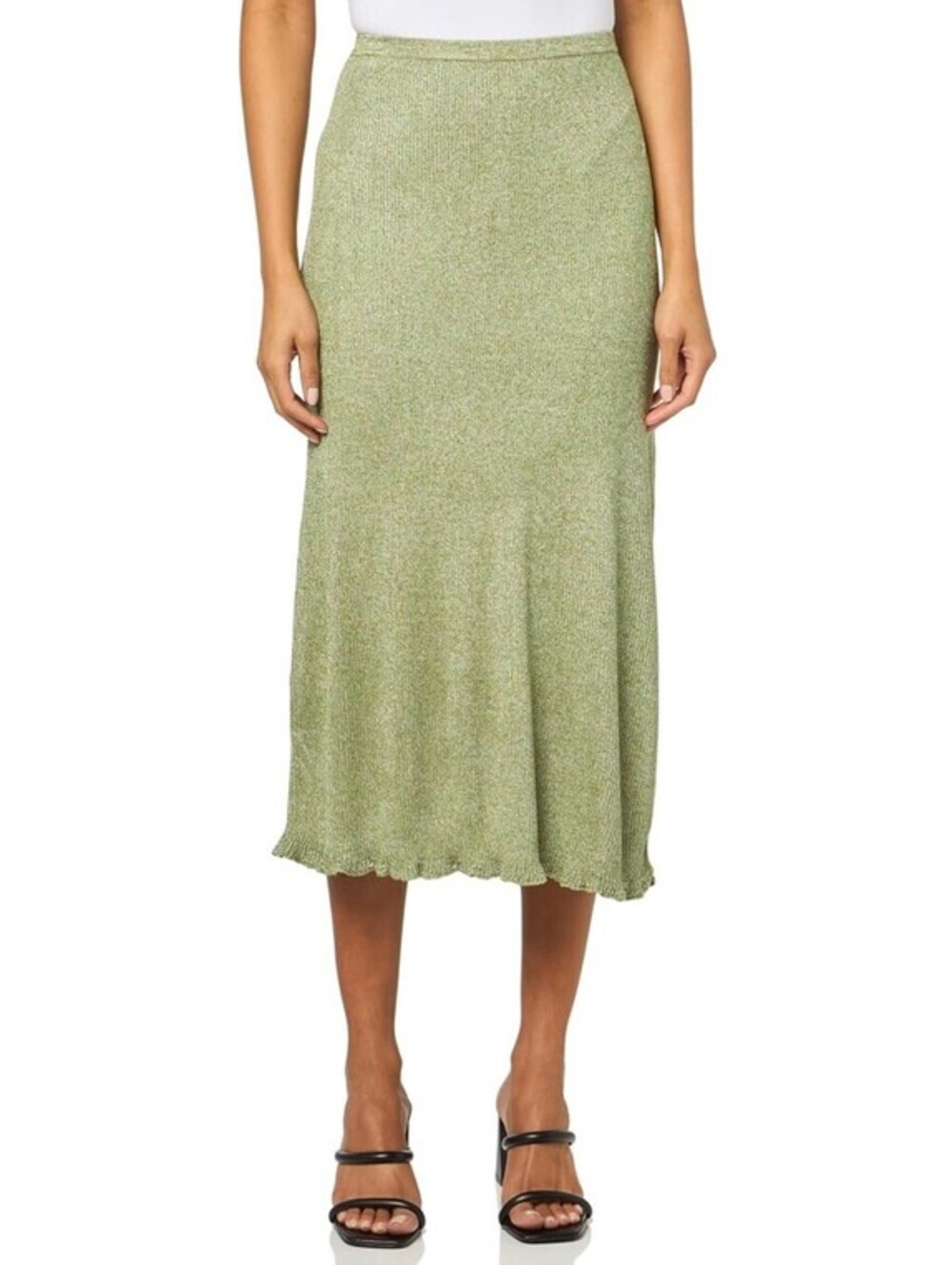 Majestic Filatures Women's Viscose Metallic Rib Skirt Size 4 Cactus Green